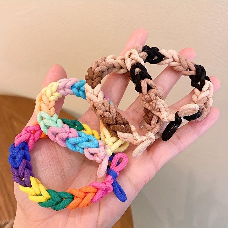 Multicolor Braided Hair Tie Bracelet Pride Month Hair Rope