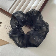 Rhinestone Organza Scrunchies Hair Tie Ponytail Holder Hair Accessories