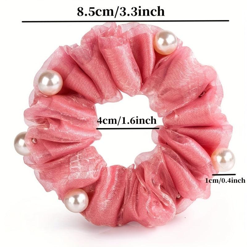 Silk Yarn Beaded Scrunchie Hair Tie Hair Accessory