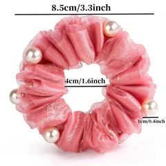Silk Yarn Beaded Scrunchie Hair Tie Hair Accessory