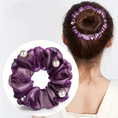 Silk Yarn Beaded Scrunchie Hair Tie Hair Accessory