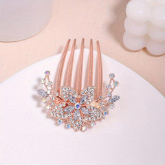 Crystal Rhinestones Hair Clip Faux Pearl Metal Hair Side Combs Bun Hairp