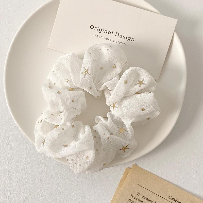 Golden Star Print Chiffon Hair Tie Accessories