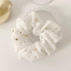 Golden Star Print Chiffon Hair Tie Accessories