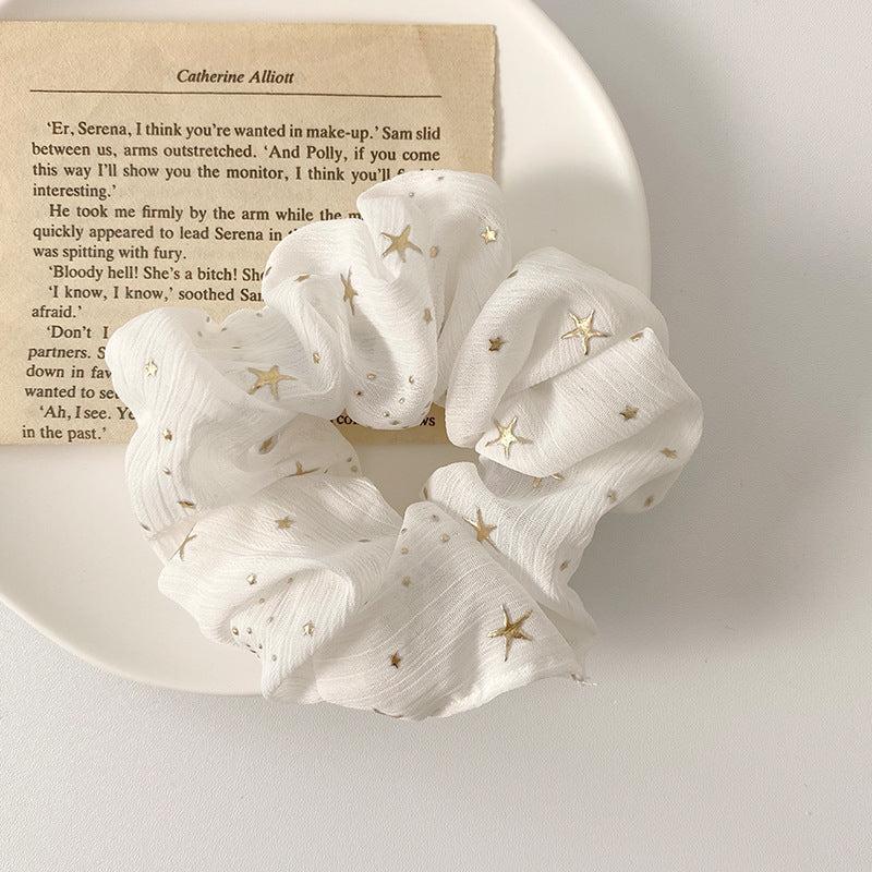Golden Star Print Chiffon Hair Tie Accessories