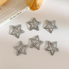6pcs Y2k Style Hair Clip Pentagram Shape Girls Side Bangs Headwear
