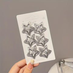 6pcs Y2k Style Hair Clip Pentagram Shape Girls Side Bangs Headwear