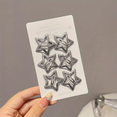 6pcs Y2k Style Hair Clip Pentagram Shape Girls Side Bangs Headwear
