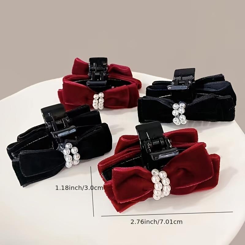 Vintage Velvet Bow Hair Claw Clips Bow Hair Barrettes