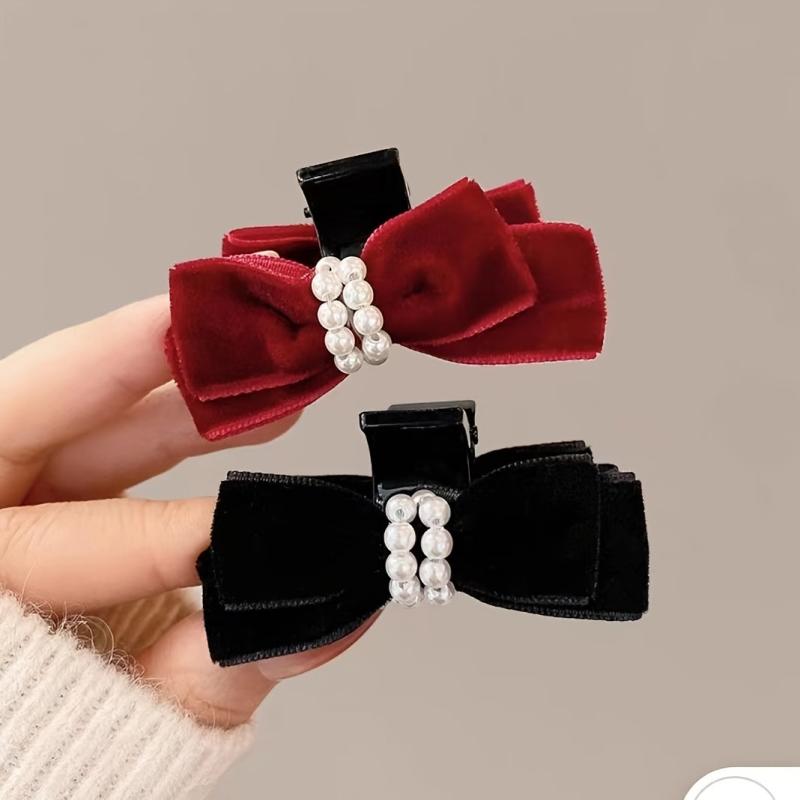 Vintage Velvet Bow Hair Claw Clips Bow Hair Barrettes