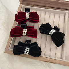 Vintage Velvet Bow Hair Claw Clips Bow Hair Barrettes