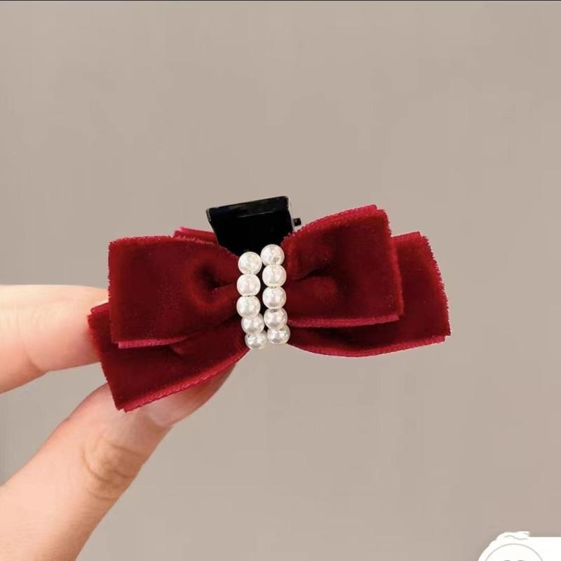 Vintage Velvet Bow Hair Claw Clips Bow Hair Barrettes
