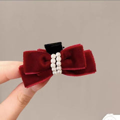 Vintage Velvet Bow Hair Claw Clips Bow Hair Barrettes