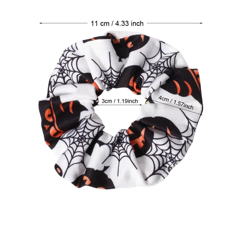 Halloween Scrunchies Hair Ties Pumpkin Hair Ropes Skull Hair Rings