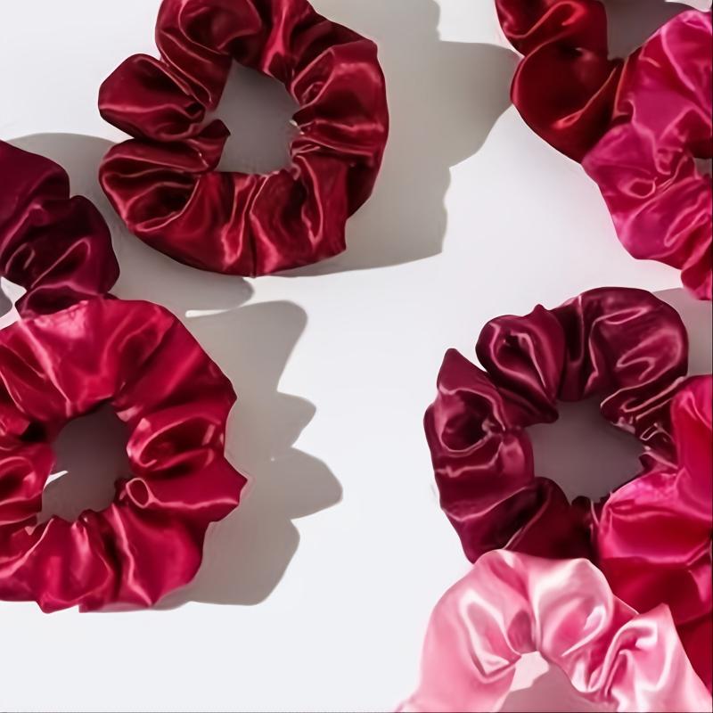 10pcs Solid Basic Scrunchie Hair Ring Smooth Texture Girls Hair Ring