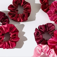 10pcs Solid Basic Scrunchie Hair Ring Smooth Texture Girls Hair Ring