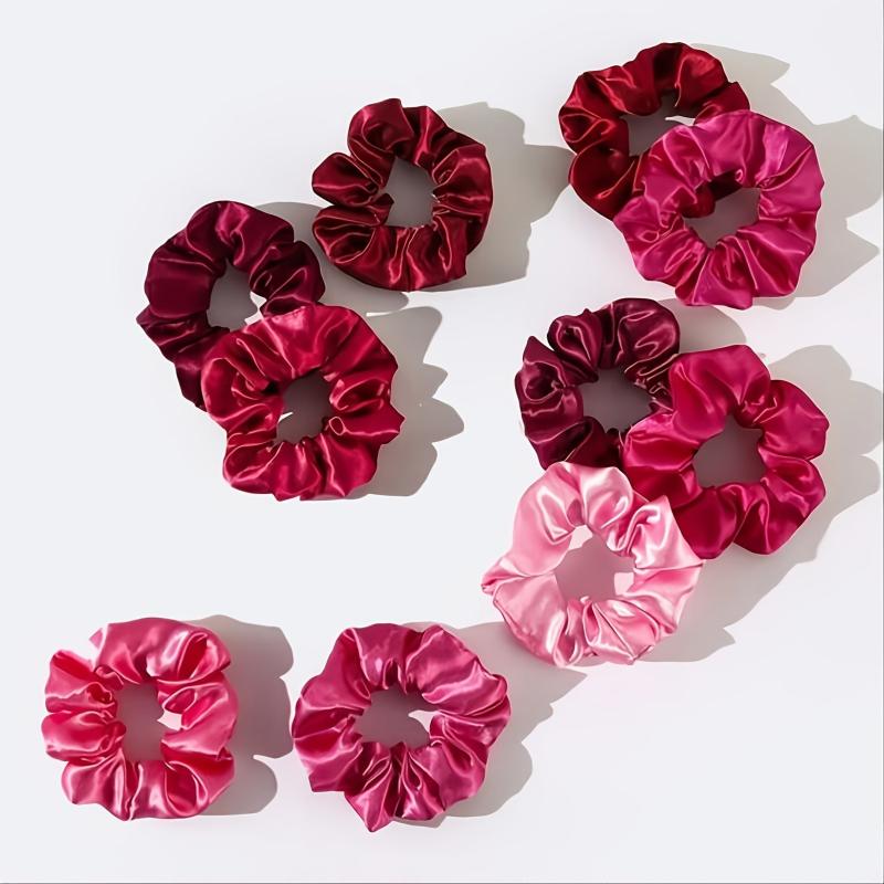 10pcs Solid Basic Scrunchie Hair Ring Smooth Texture Girls Hair Ring