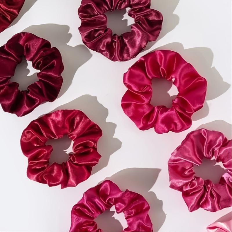 10pcs Solid Basic Scrunchie Hair Ring Smooth Texture Girls Hair Ring