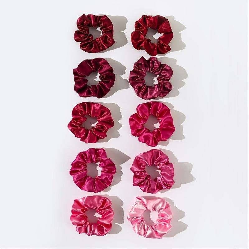 10pcs Solid Basic Scrunchie Hair Ring Smooth Texture Girls Hair Ring