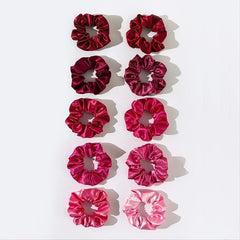 10pcs Solid Basic Scrunchie Hair Ring Smooth Texture Girls Hair Ring