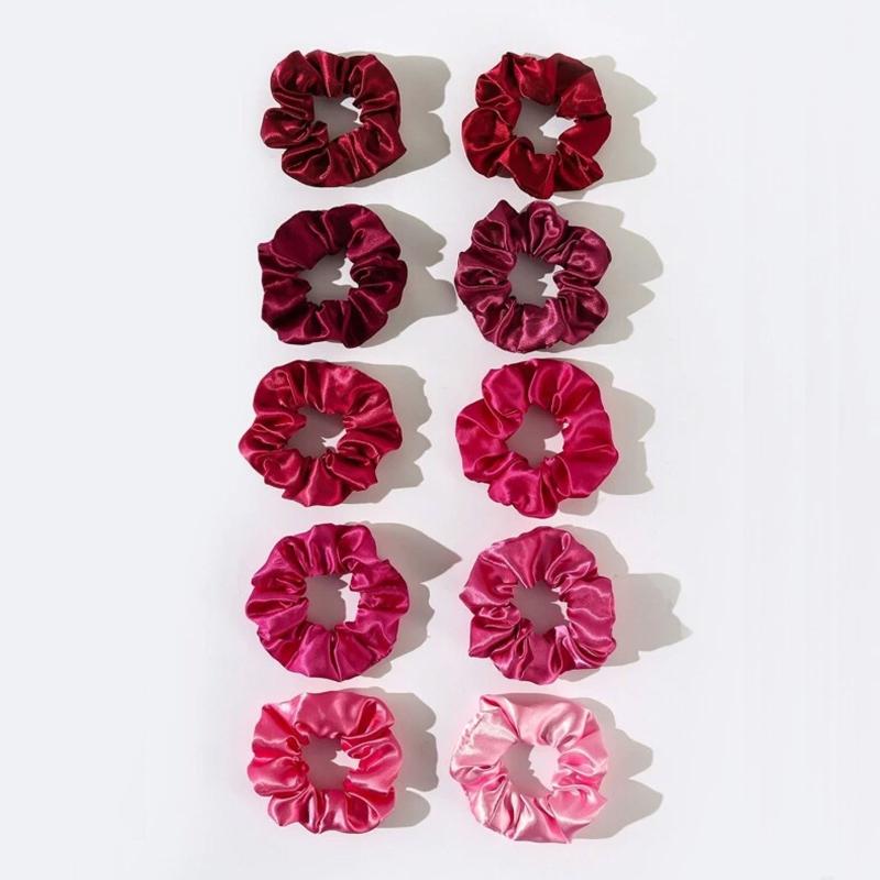 10pcs Solid Basic Scrunchie Hair Ring Smooth Texture Girls Hair Ring