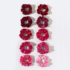 10pcs Solid Basic Scrunchie Hair Ring Smooth Texture Girls Hair Ring