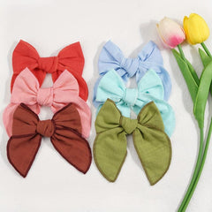 6pcs Solid Bow Hair Clips Candy Duckbill Hair Barrette Hair Slides Non Slip