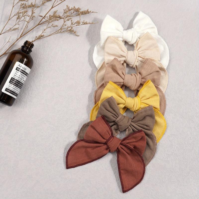 6pcs Solid Bow Hair Clips Candy Duckbill Hair Barrette Hair Slides Non Slip