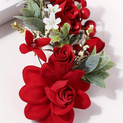 Chinese Style Bridal Flower Leaf Berry Hair Band Wedding Accessory