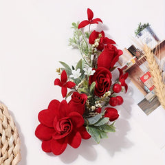 Chinese Style Bridal Flower Leaf Berry Hair Band Wedding Accessory