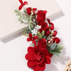 Chinese Style Bridal Flower Leaf Berry Hair Band Wedding Accessory