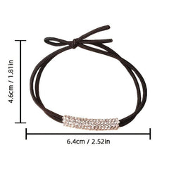3pcs Rhinestone Hair Elastics Woven Stretchy Rubber Bands Ponytail Holder