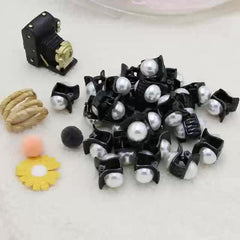 12pcs Small Hair Claw Clip Faux Pearl Hair Claw Nonslip Side Hair Bang Braids