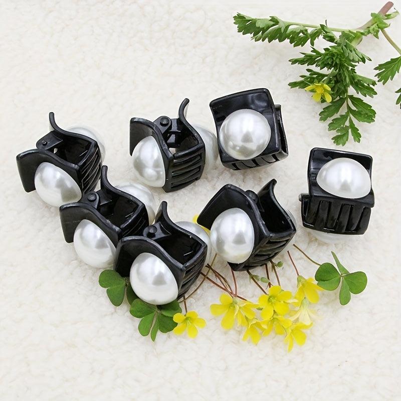 12pcs Small Hair Claw Clip Faux Pearl Hair Claw Nonslip Side Hair Bang Braids