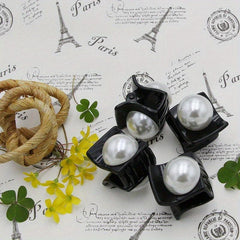 12pcs Small Hair Claw Clip Faux Pearl Hair Claw Nonslip Side Hair Bang Braids