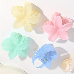 4pcs Flower Hair Claw Solid Banana Clip Hairgrip