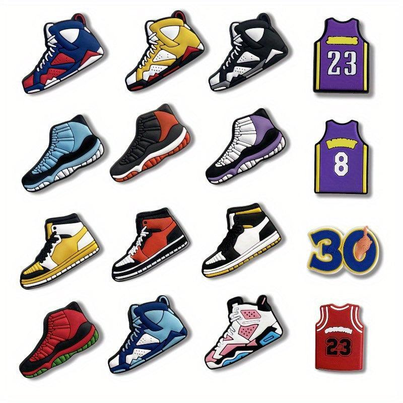 16pcs Sports Series Shoe Charms Casual Style Shoe Accessories