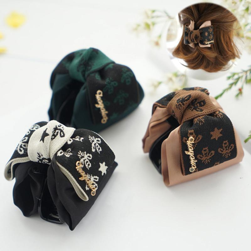 Vintage Fabric Bowknot Hairclip for Women