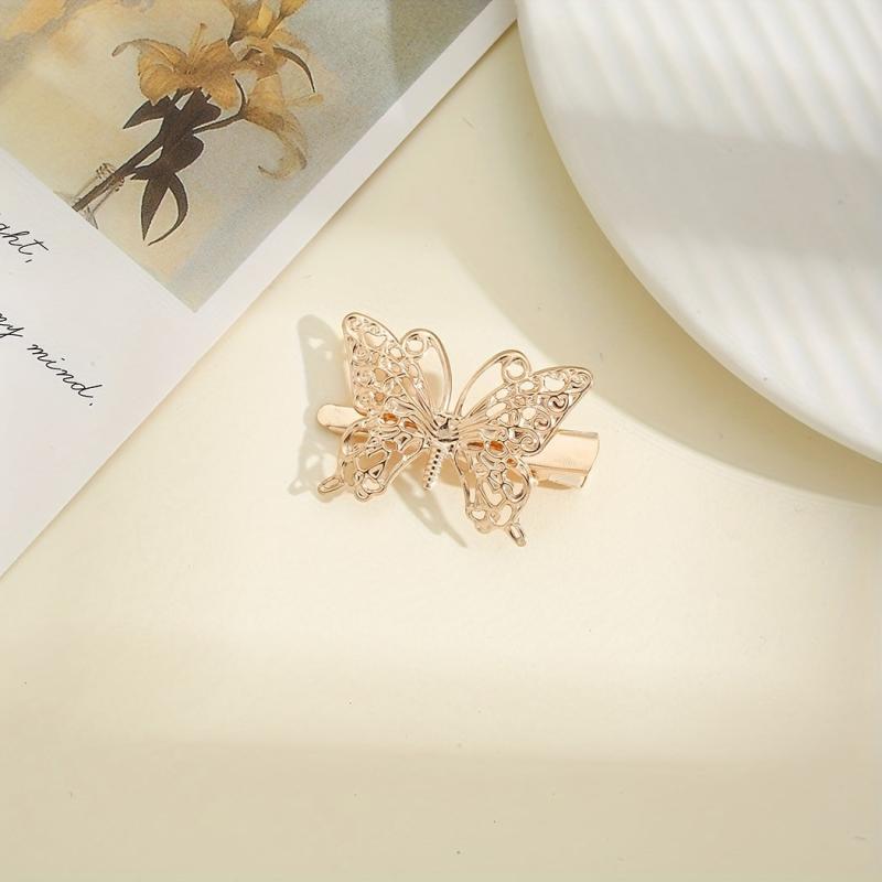 4PCS Golden Butterfly Hair Clip Alloy Insect Hair Clip Duck Billed Clip