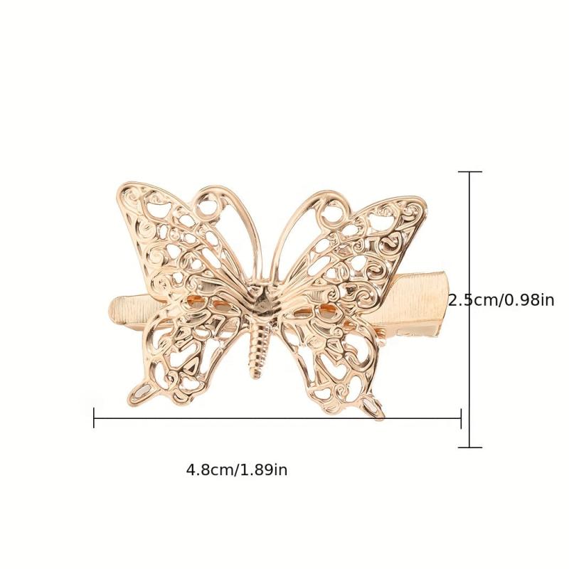 4PCS Golden Butterfly Hair Clip Alloy Insect Hair Clip Duck Billed Clip