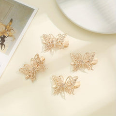 4PCS Golden Butterfly Hair Clip Alloy Insect Hair Clip Duck Billed Clip