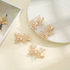 4PCS Golden Butterfly Hair Clip Alloy Insect Hair Clip Duck Billed Clip