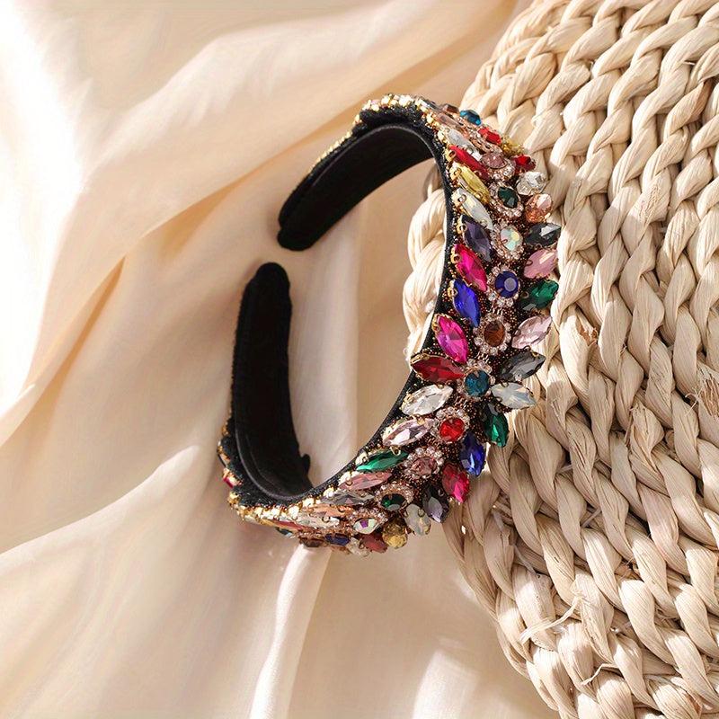 Baroque Rhinestone Headband Glitter Hair Hoop For Women Bridal Wedding