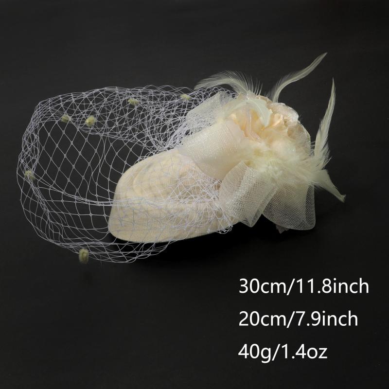 Women Hair Clip Flower Faux Feather Head Piece for Derbyhat