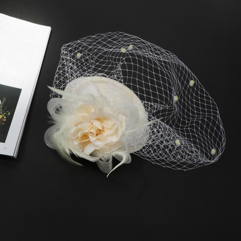 Women Hair Clip Flower Faux Feather Head Piece for Derbyhat