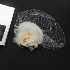 Women Hair Clip Flower Faux Feather Head Piece for Derbyhat
