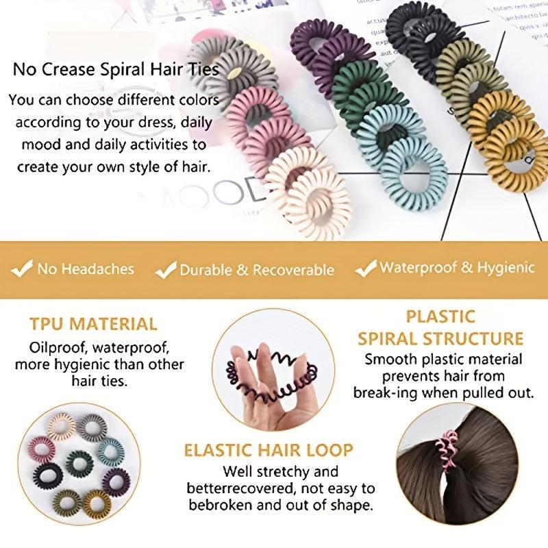 18 Packs Spiral Hair Ties No Crease Ponytail Hair Band