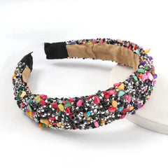 Colorful Rhinestone Boho Hair Band Crystal Wide Headband Women's Hair Accessorie