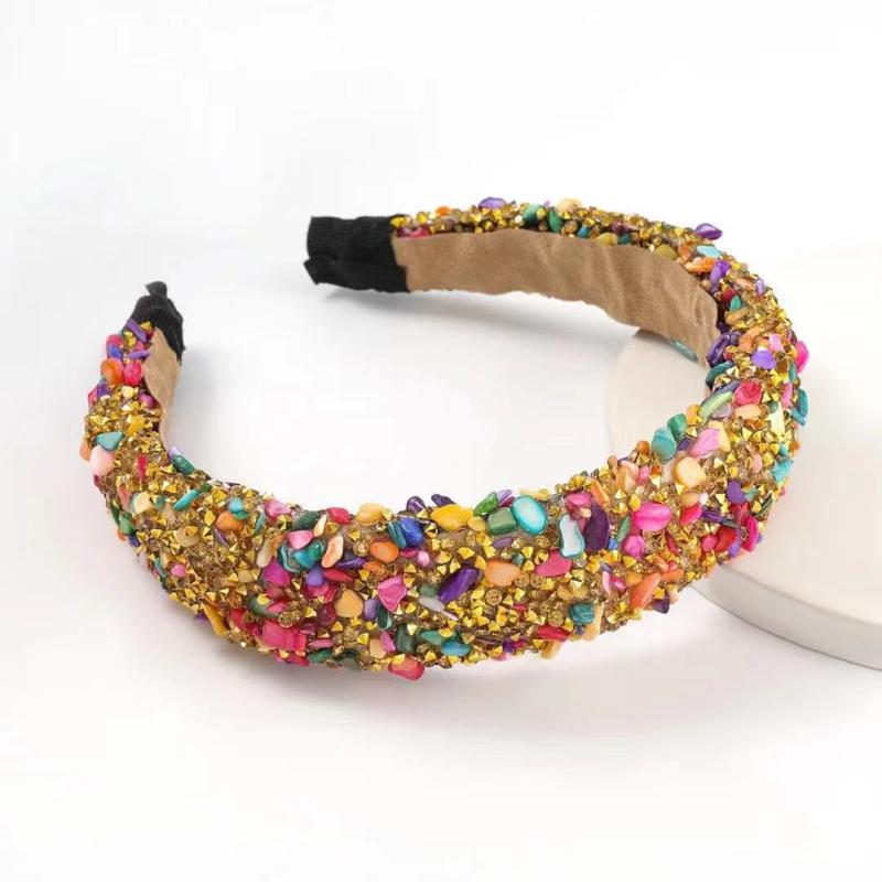 Colorful Rhinestone Boho Hair Band Crystal Wide Headband Women's Hair Accessorie