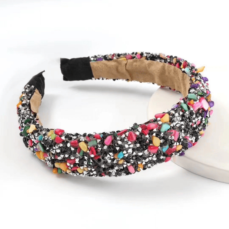 Colorful Rhinestone Boho Hair Band Crystal Wide Headband Women's Hair Accessorie